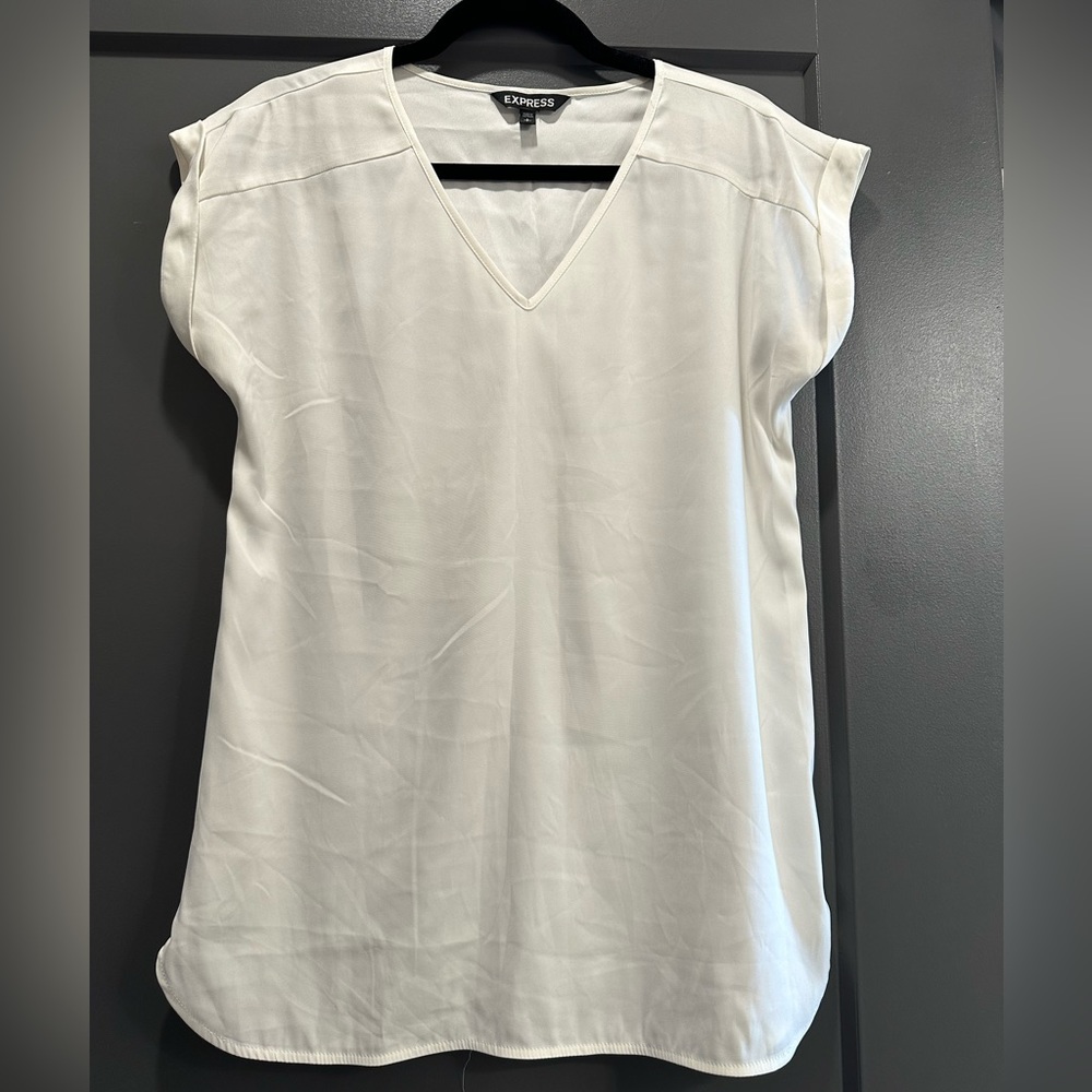 Express Women's Short Sleeve Cream Blouse